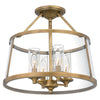 Transitional 4-Light Semi-Flush Mount in Weathered Brass and Polished Nickel Finish