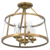 Transitional 4-Light Semi-Flush Mount in Weathered Brass and Polished Nickel Finish | Alternate View