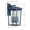 Modern Outdoor Wall Lantern with 4 Lights | Item Dimensions