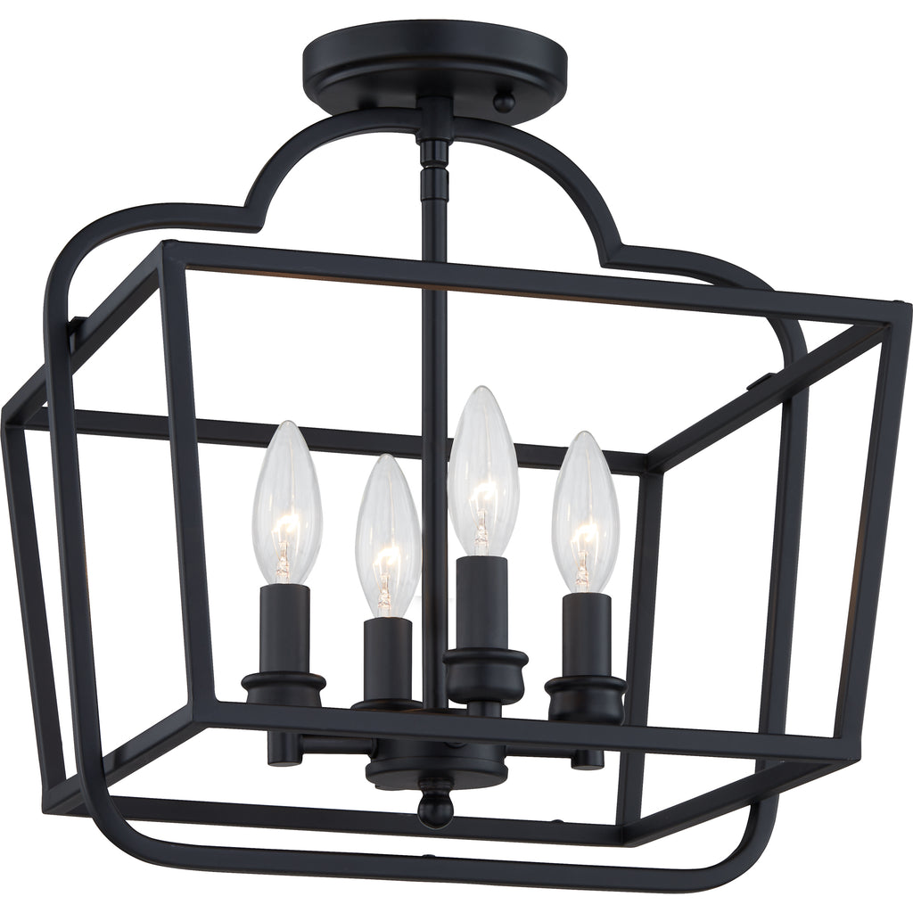 Hampton Retreat 4 Light Semi-Flush Mount in Matte Black | Alternate View