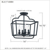 Hampton Retreat 4 Light Semi-Flush Mount in Matte Black | Item Dimensions