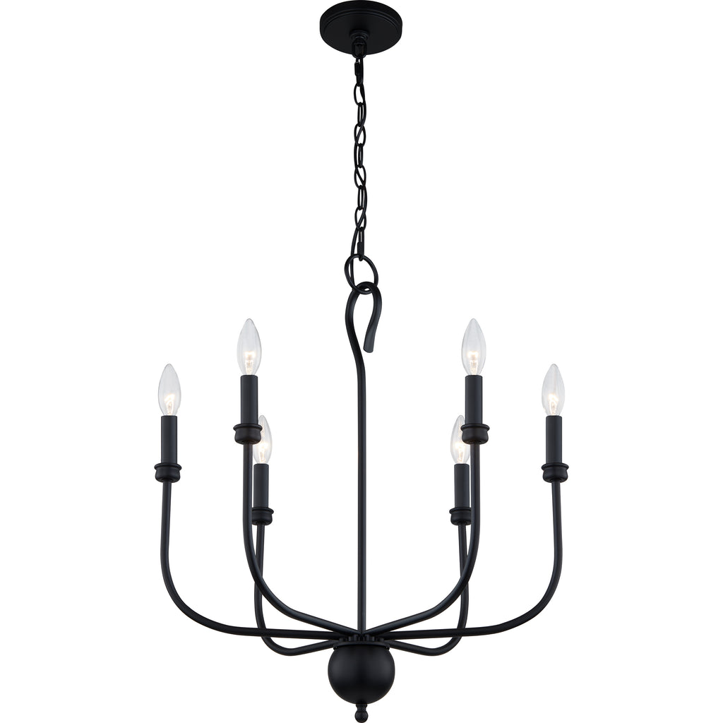 Hampton Retreat 6-Light Chandelier in Matte Black | Alternate View