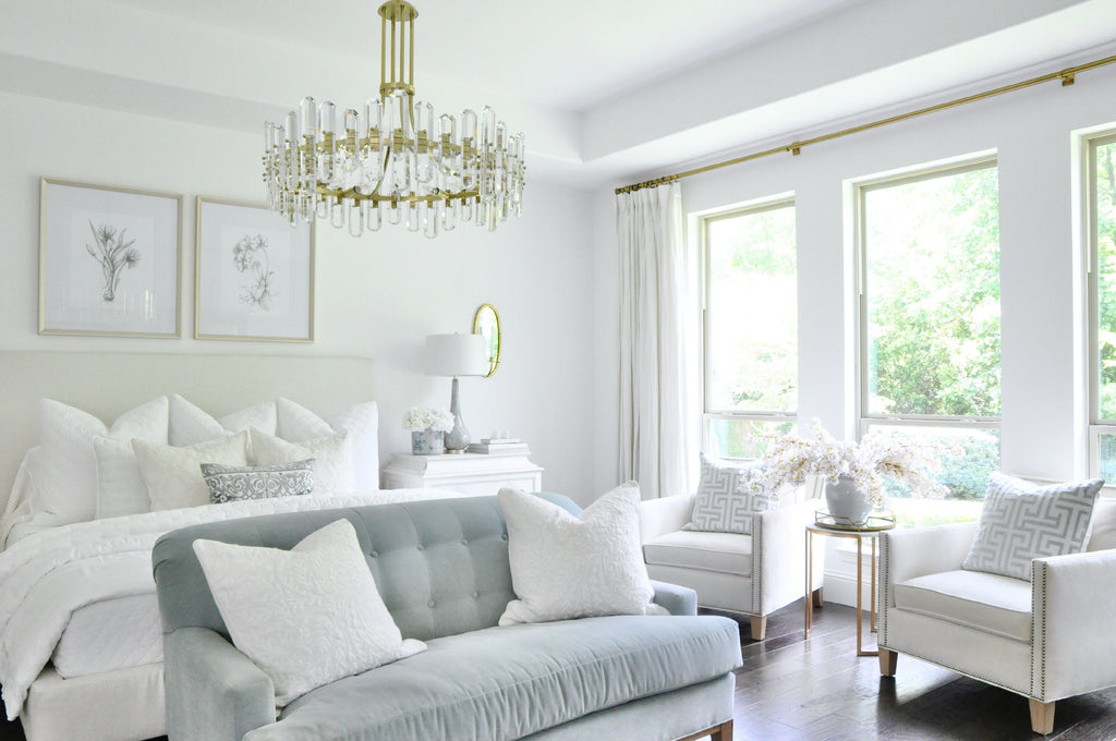 West Hollywood 12-Light Modern Chandelier with Aged Brass | Lifestyle View