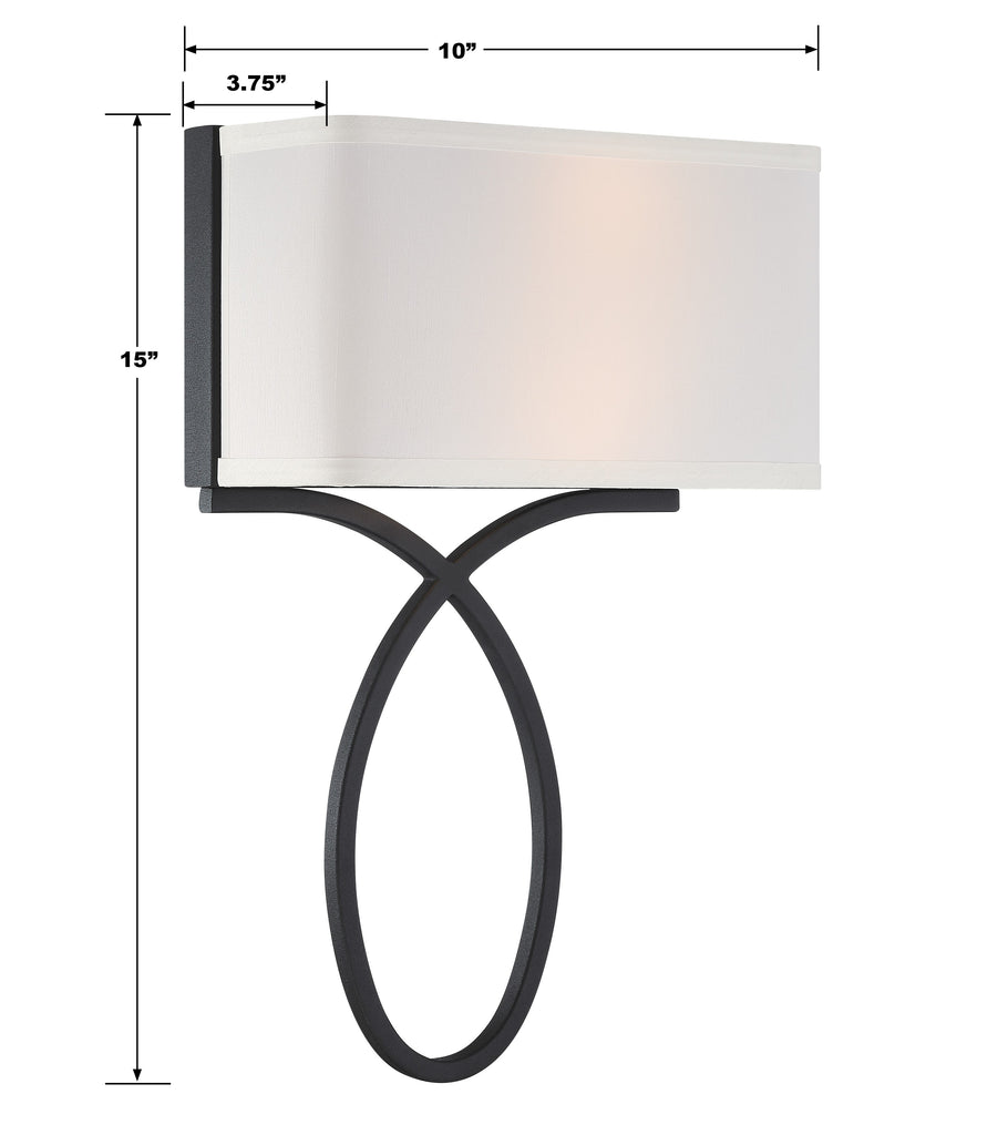 Hampton Retreat Wall Sconce - Elegant Metal Accent, Silk Shade, Black, Polished Nickel, Gold | Item Dimensions