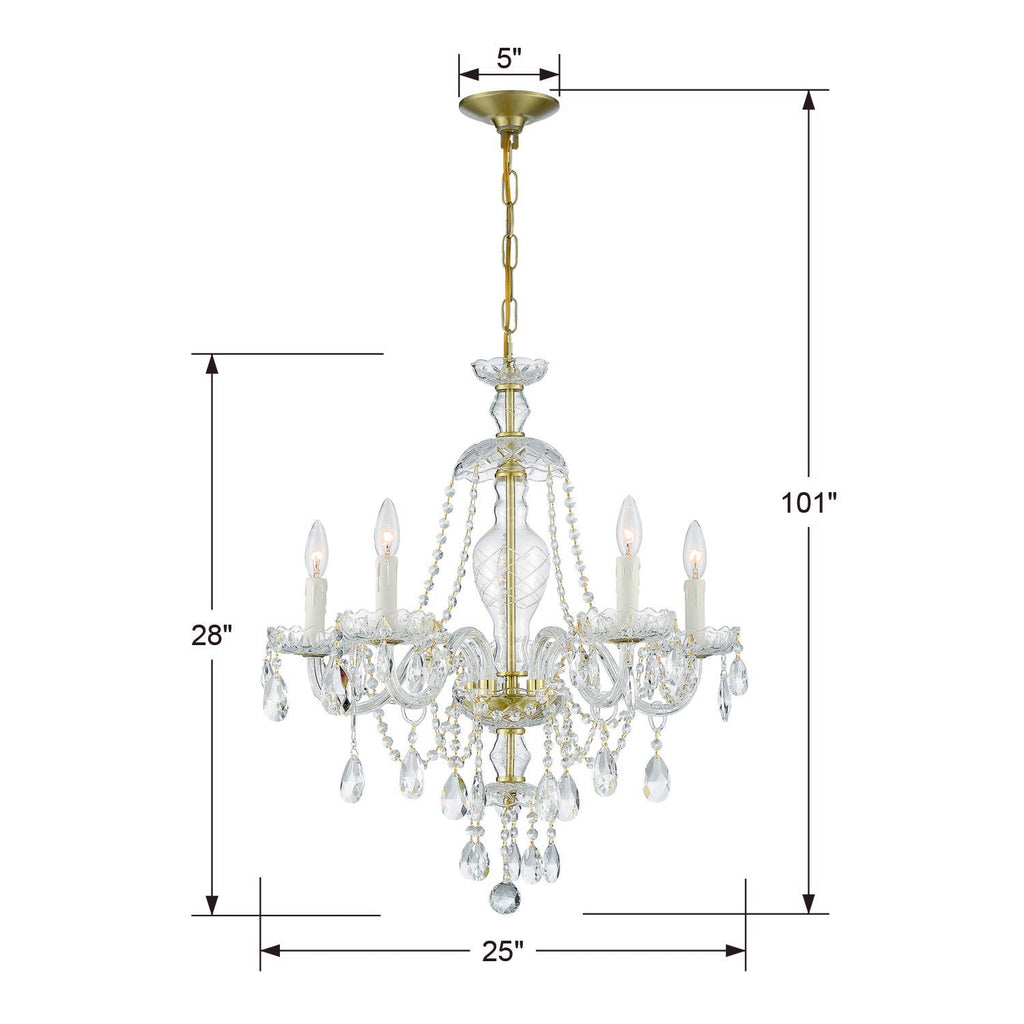 Park Avenue 5-Light Traditional Chandelier with Swarovski Crystals | Item Dimensions