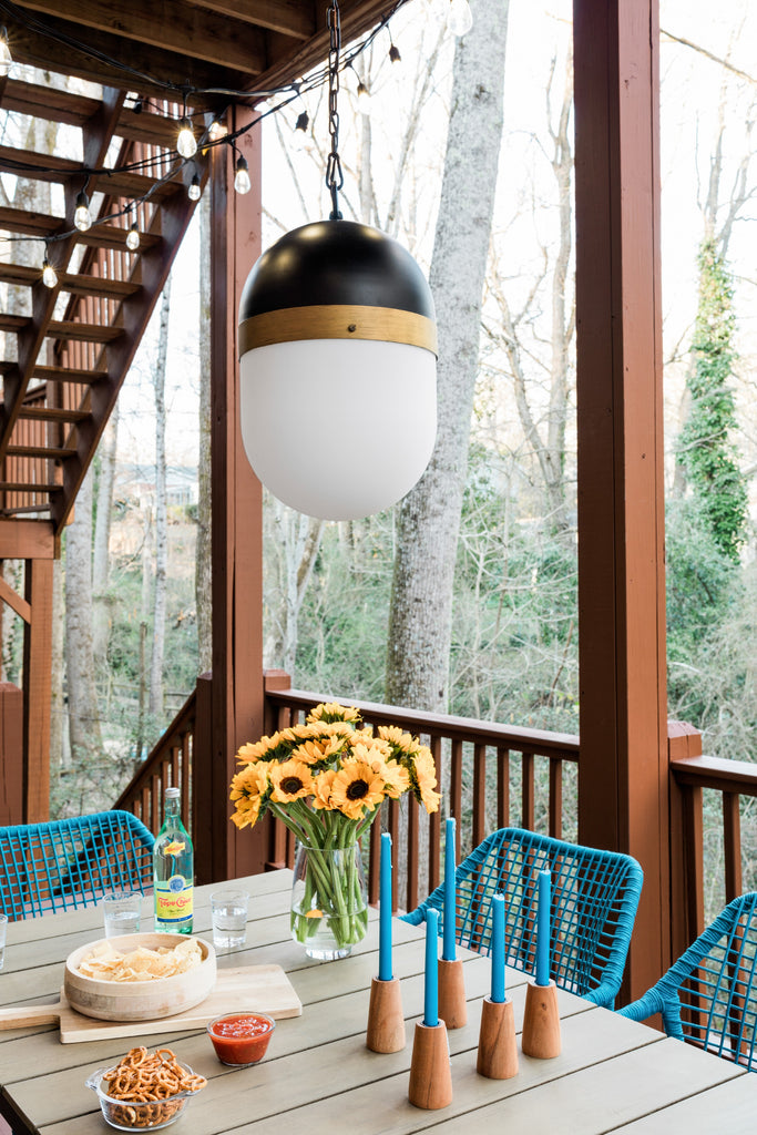 Tribeca Contemporary 3-Light Outdoor Pendant - Industrial Style | Lifestyle View