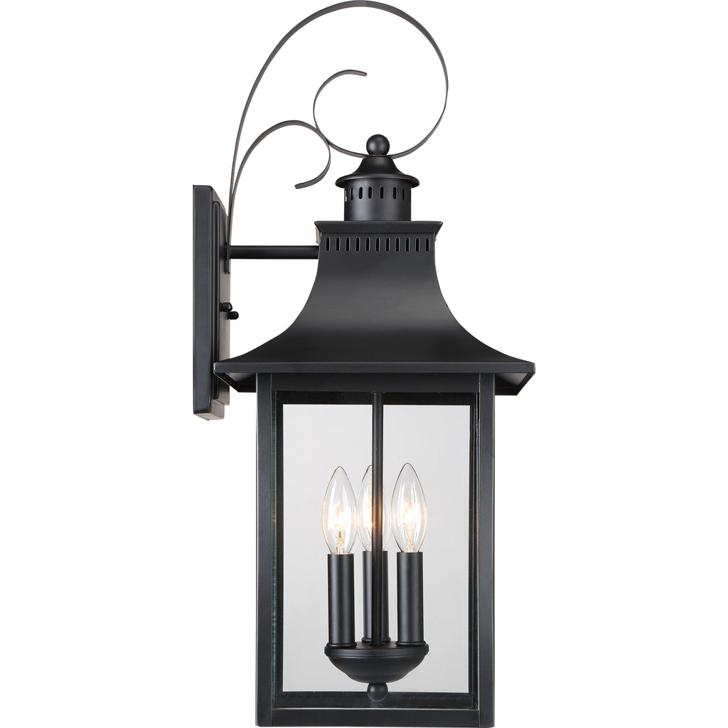 Traditional Outdoor Lantern - Bryant Park 3 Light | Mystic Black | Alternate View