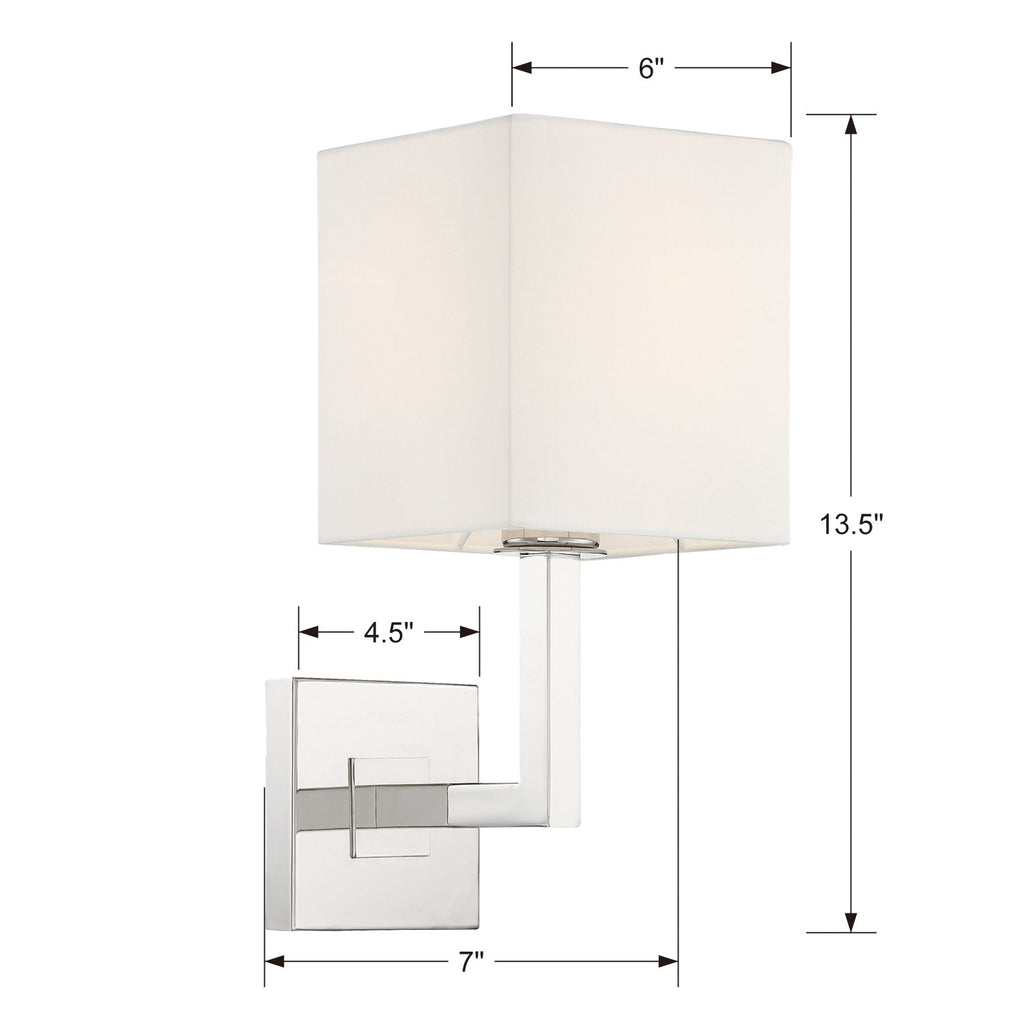 Bryant Park 1 Light Modern Wall Mount in Polished Nickel finish | Item Dimensions