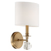 Chic Wall Mount Light | Aged Brass, Black, Polished Nickel - White Silk Shade | Alternate View