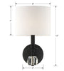 Chic Wall Mount Light | Aged Brass, Black, Polished Nickel - White Silk Shade | Item Dimensions