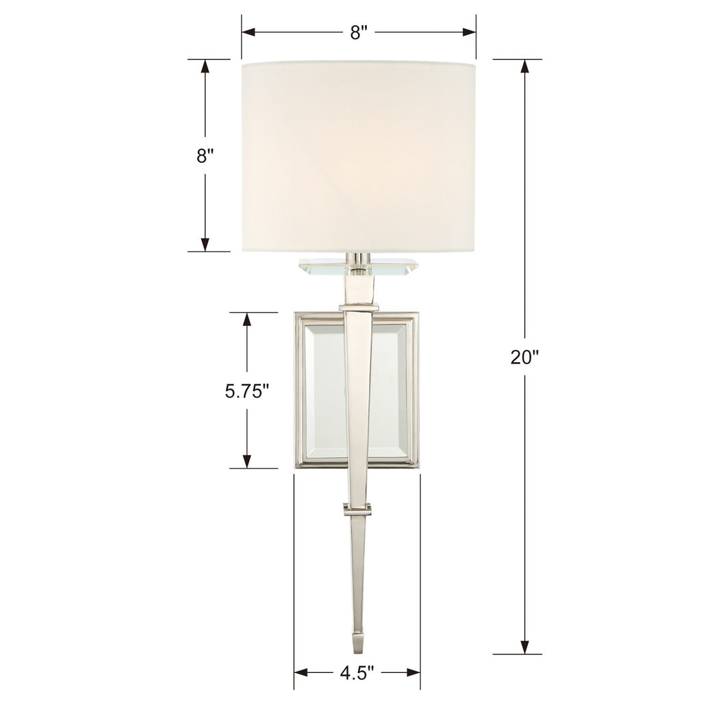Bryant Park 1 Light Transitional Wall Mount | Item Dimensions