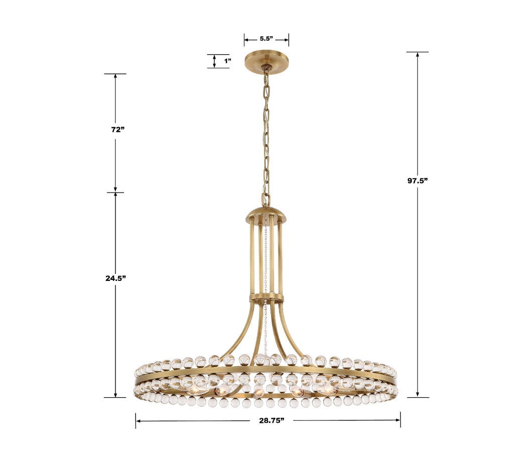 West Hollywood 12 Light Chandelier - Modern Contemporary Lighting | Item Dimensions