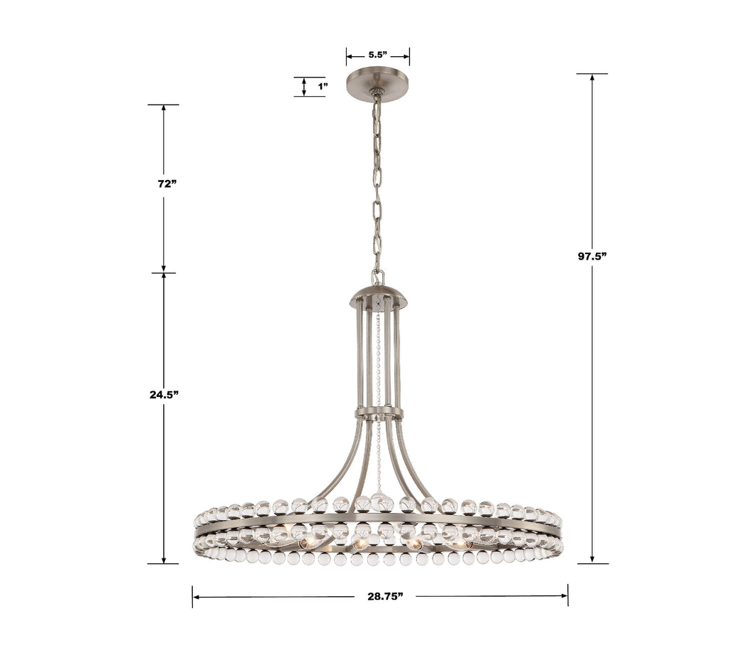 West Hollywood 12 Light Chandelier - Modern Contemporary Lighting | Item Dimensions