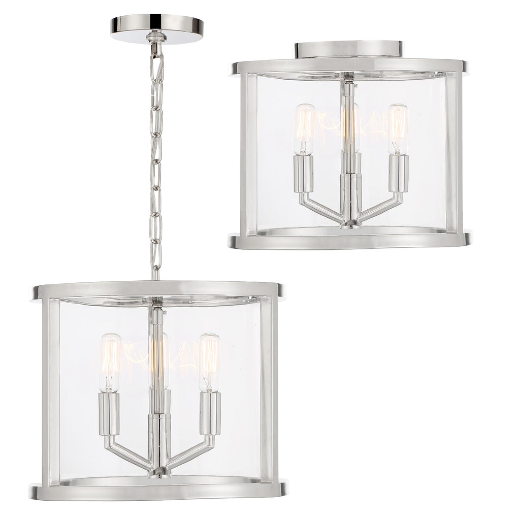 Polished Nickel Bryant Park 3-Light Modern/Contemporary Lantern | Alternate View