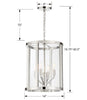 Bryant Park Modern Lantern - Polished Nickel Finish | Item Dimensions