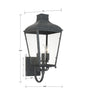 Vintage Outdoor Wall Lantern - Graphite Finish | Item Dimensions