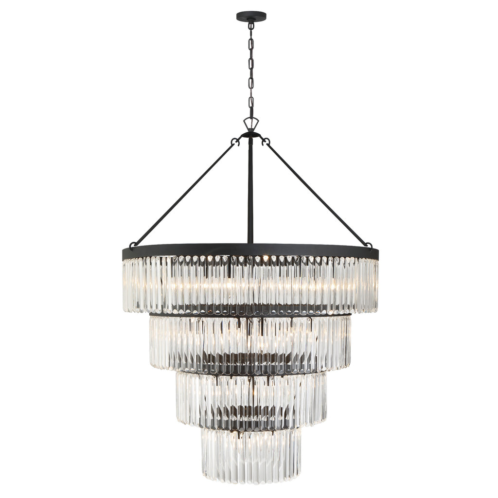 Opulent Chandelier with Crystals - Black/Gold Finish