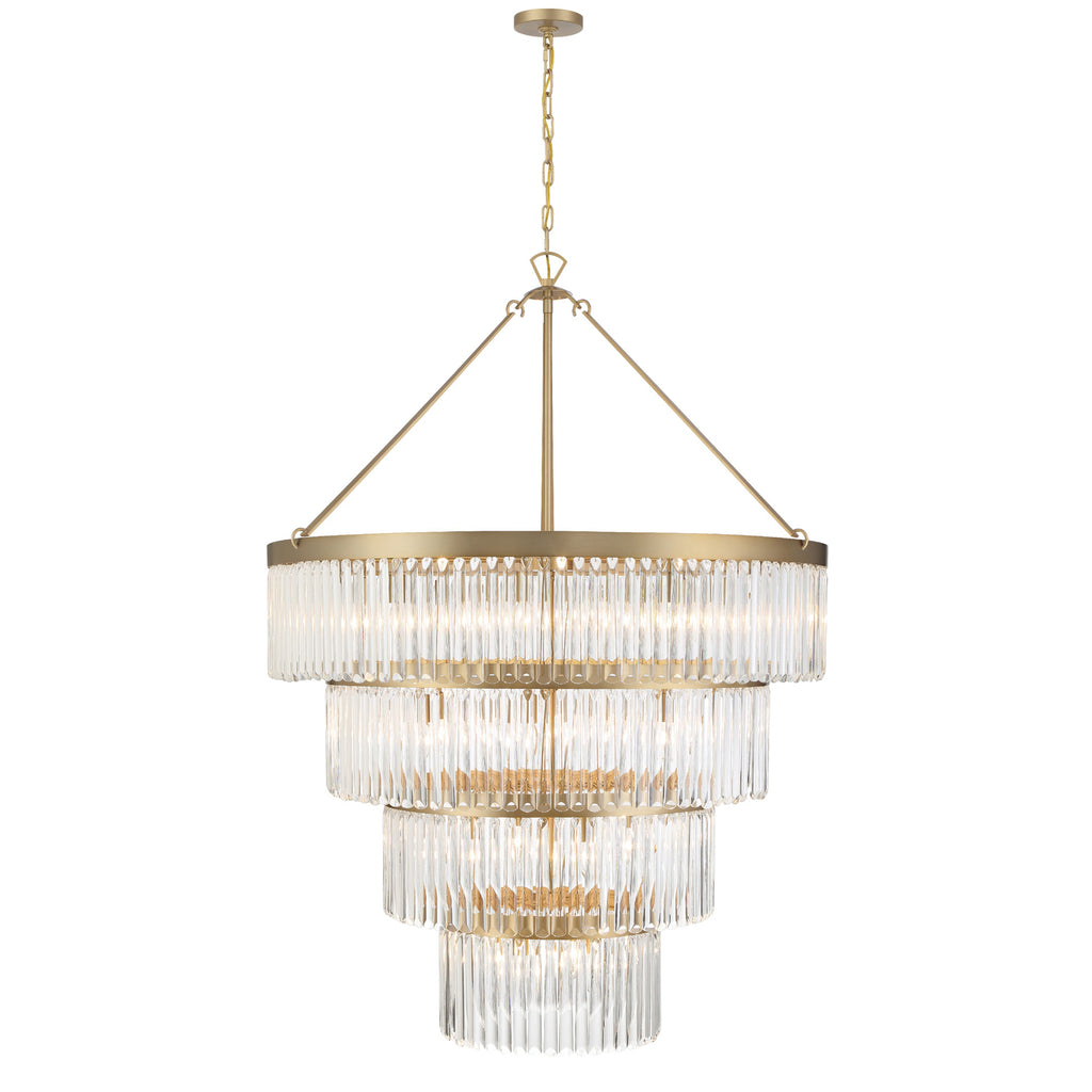 Opulent Chandelier with Crystals - Black/Gold Finish