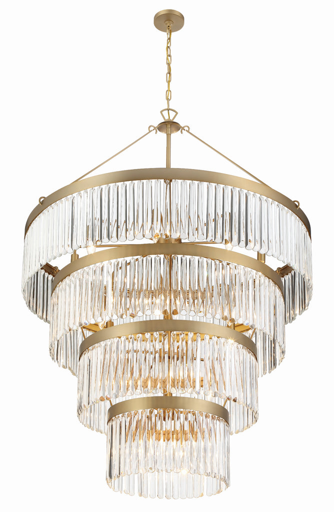 Opulent Chandelier with Crystals - Black/Gold Finish | Alternate View