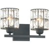 Matte Black Bathroom Light Fixture with Crystal Shade | Alternate View