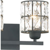 Matte Black Bathroom Light Fixture with Crystal Shade | Alternate View