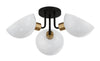 Contemporary Ceiling Mount Light - Park Slope 3-Light Fixture - White Shades with Black & Gold Finishes | Alternate View