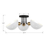 Contemporary Ceiling Mount Light - Park Slope 3-Light Fixture - White Shades with Black & Gold Finishes | Item Dimensions