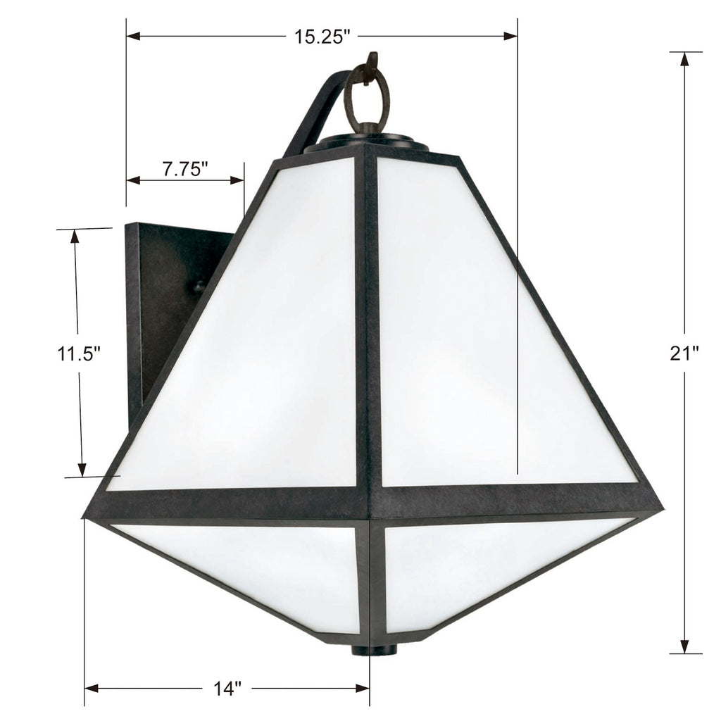 SoHo Chic 3 Light Outdoor Wall Mount in Black Charcoal | Item Dimensions