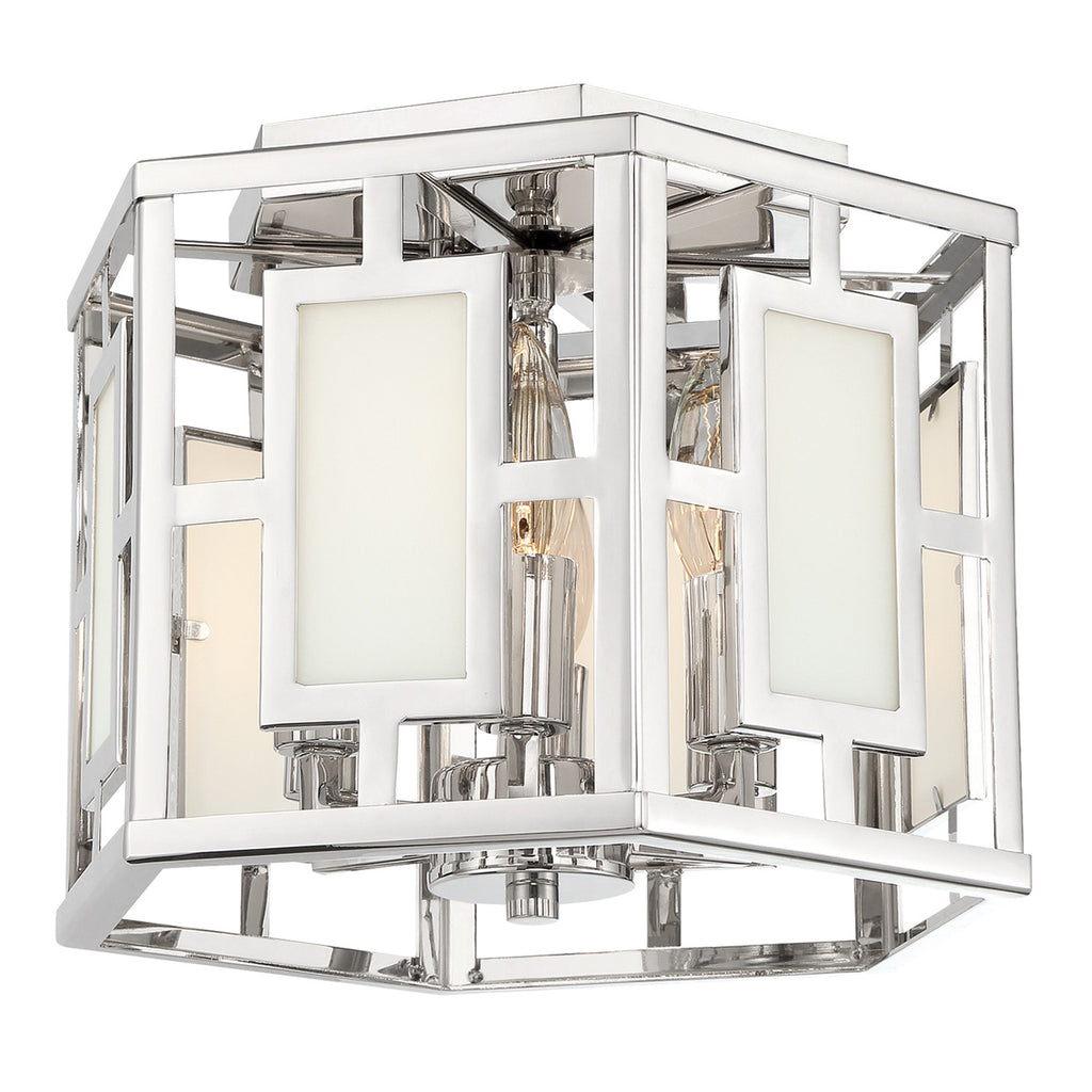 Transitional Ceiling Mount Light Fixture - Bryant Park 6-Light | Polished Nickel & Vibrant Gold Finish