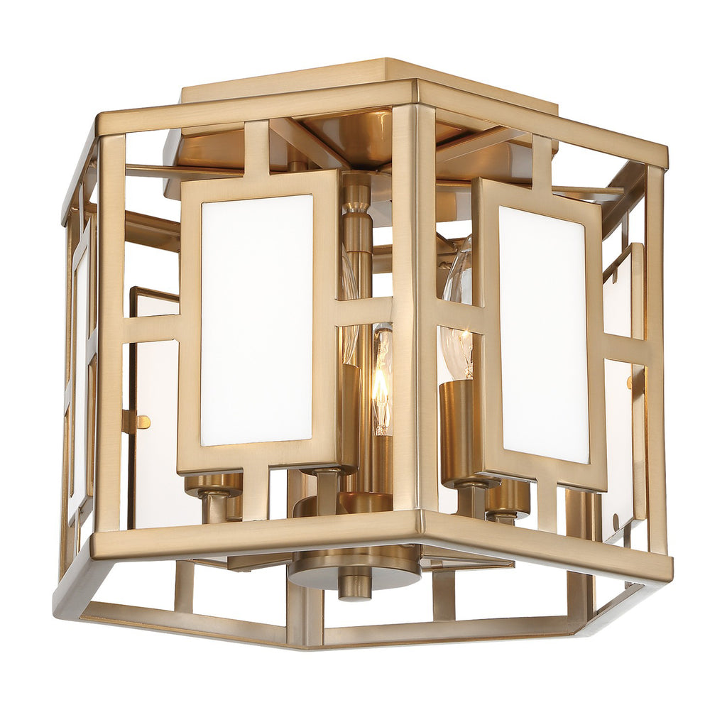 Transitional Ceiling Mount Light Fixture - Bryant Park 6-Light | Polished Nickel & Vibrant Gold Finish