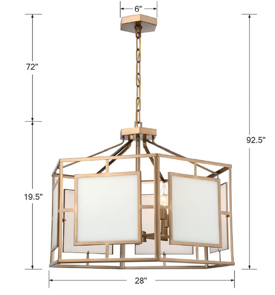 Transitional Chandelier with 6 Lights in Vibrant Gold Finish | Item Dimensions
