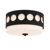 Park Slope 2 Light Modern Ceiling Mount with Metal Overlay Pattern and White Glass