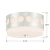 Park Slope 2 Light Modern Ceiling Mount with Metal Overlay Pattern and White Glass | Item Dimensions