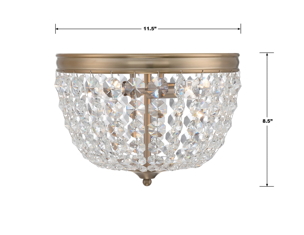 Park Avenue Classic 2 Light Transitional Ceiling Mount - Crystal Basket Design | Item Dimensions