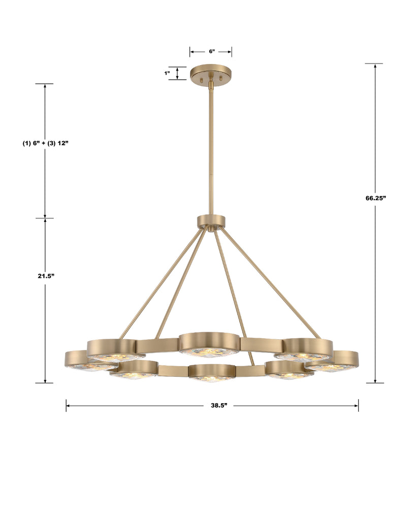 ORS-738-MG Orson 8 Light Transitional Chandelier Dimensions Image