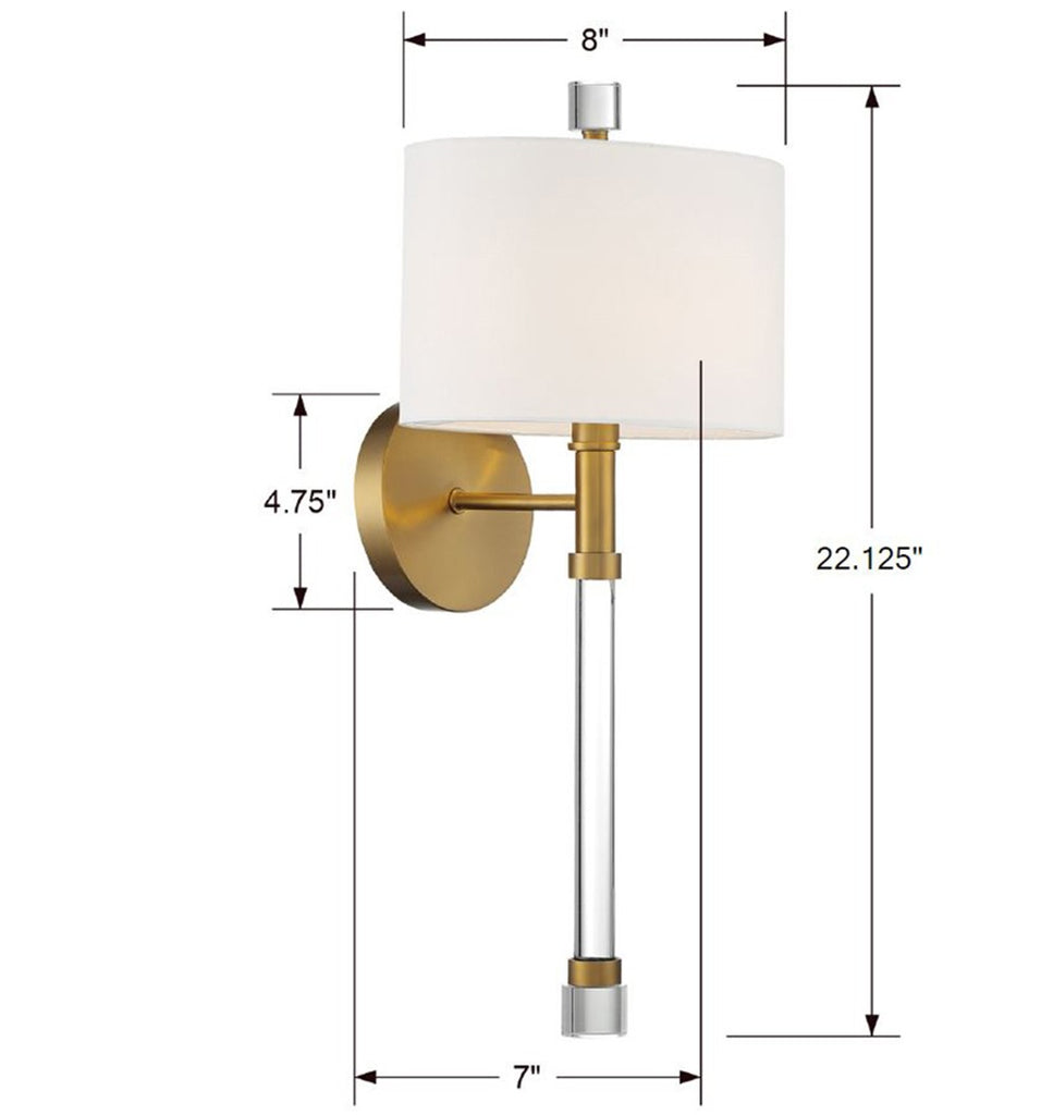 Transitional Wall Mount Sconce - Bryant Park 1 Light Fixture | Item Dimensions