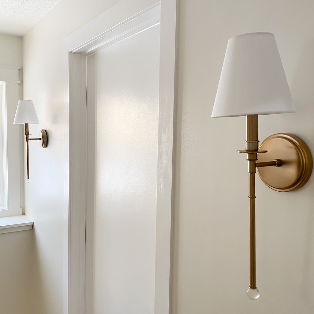 Transitional Aged Brass Wall Mount Light - Bryant Park 1 Light | Lifestyle View