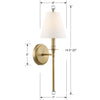 Transitional Aged Brass Wall Mount Light - Bryant Park 1 Light | Item Dimensions