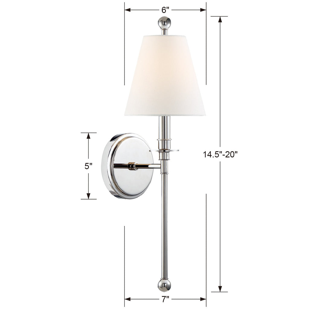 Transitional Aged Brass Wall Mount Light - Bryant Park 1 Light | Item Dimensions