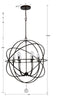 Minimalist Outdoor Chandelier | SoHo Chic 6-Light in English Bronze | Item Dimensions