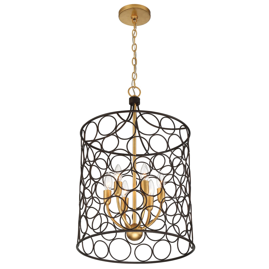 Bronze and Antique Gold Lantern Pendant Light - Open Design, | Alternate View