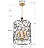 Bronze and Antique Gold Lantern Pendant Light - Open Design, | Item Dimensions