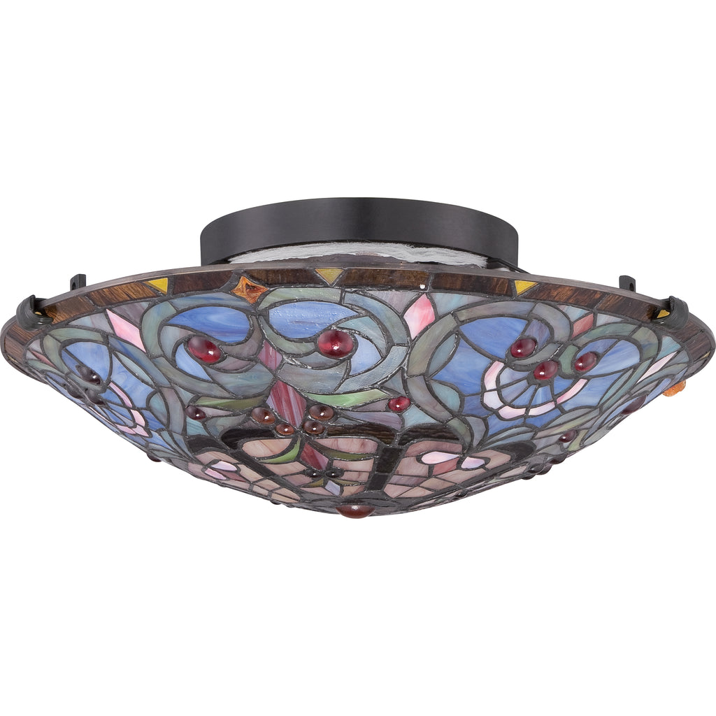 Traditional Flush Mount Light - Stained Glass Design | Alternate View