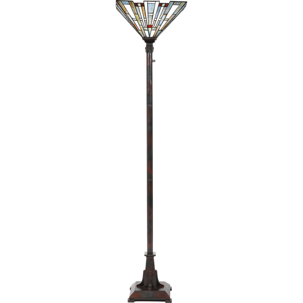 Traditional Floor Lamp - Tiffany Glass - Valiant Bronze Finish | Alternate View