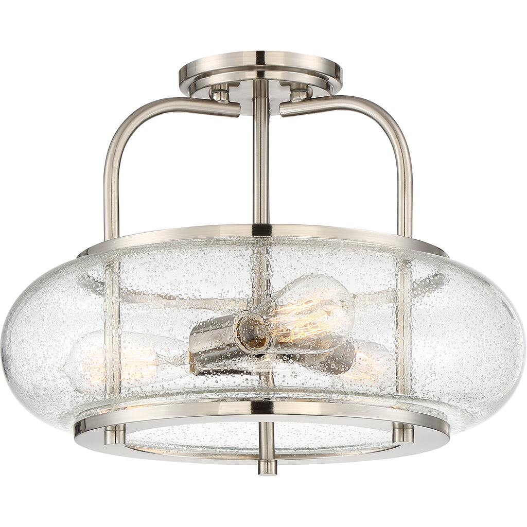 Vintage Chic Semi-Flush Mount | Brushed Nickel & Old Bronze