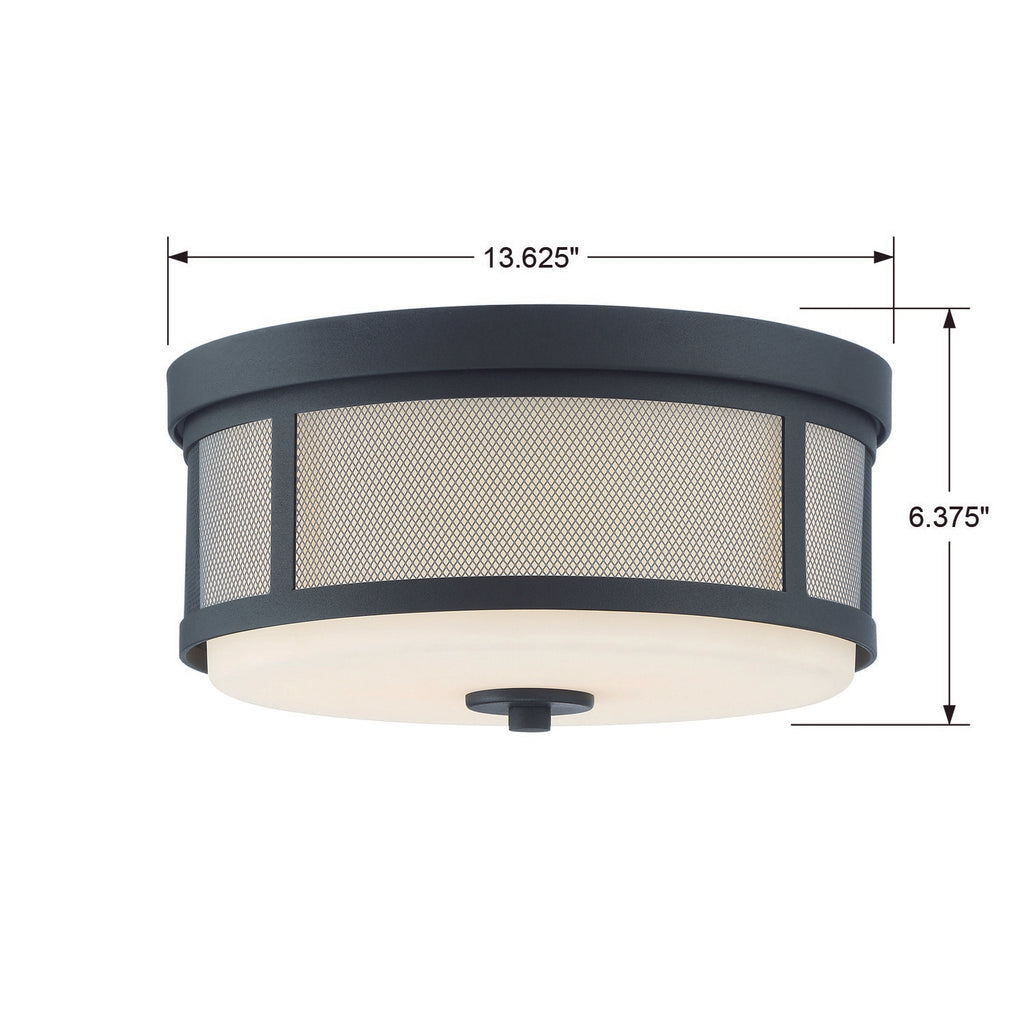 Polished Nickel Ceiling Mount Light Fixture - Bryant Park 2 Light Modern/Contemporary Design | tem Dimensions