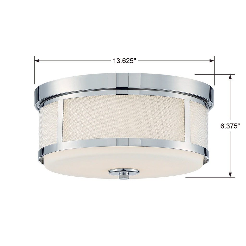 Polished Nickel Ceiling Mount Light Fixture - Bryant Park 2 Light Modern/Contemporary Design | tem Dimensions
