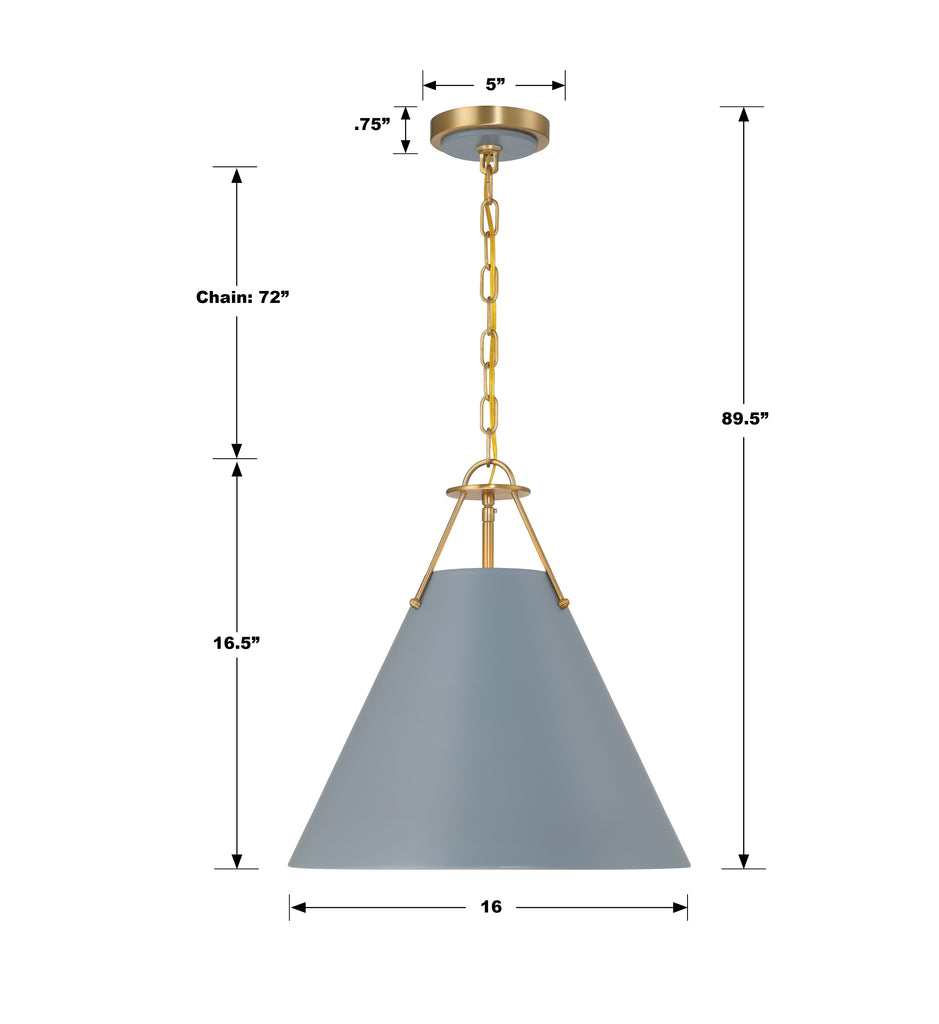 XAV-B8305-VG-GR Xavier 3 Light Contemporary Pendant Dimensions Image