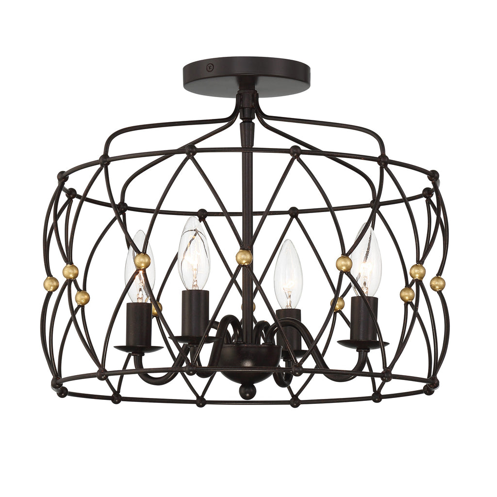 Bohemian Melrose 4-Light Ceiling Mount in English Bronze and Gold